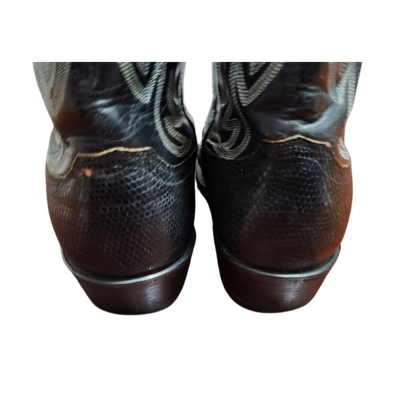 VINTAGE JUSTIN BLACK LEATHER COWBOY BOOTS SIZE 7.5 D WESTERN STYLE 9073 USA - Picture 9 of 14